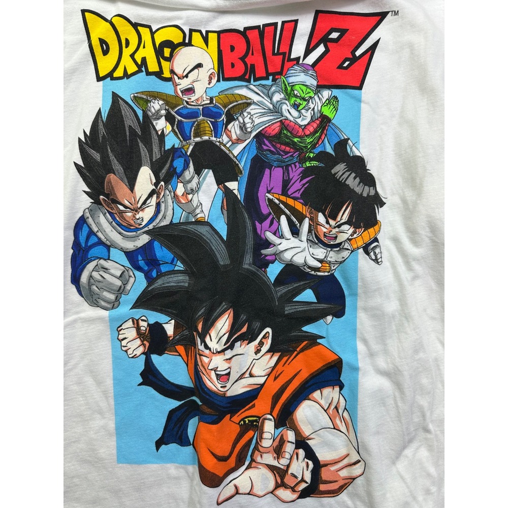 Dragon Ball Z Long Sleeve Shirt White Men's Large Goku Vegeta Graphic Tee‎ Anime